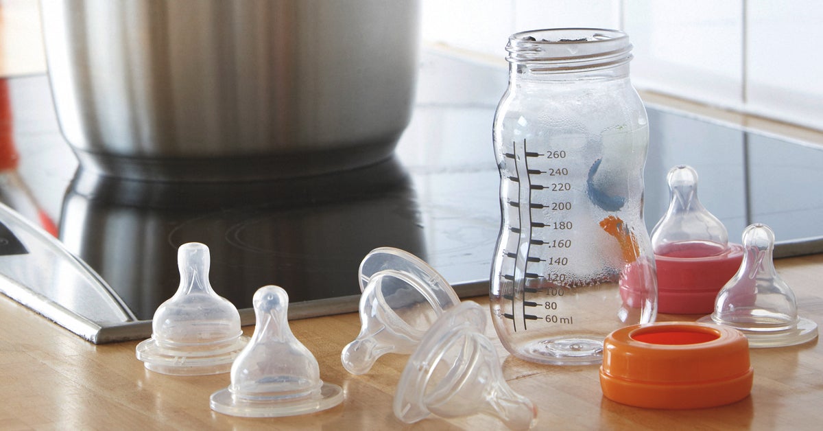 cleaning baby bottles in dishwasher