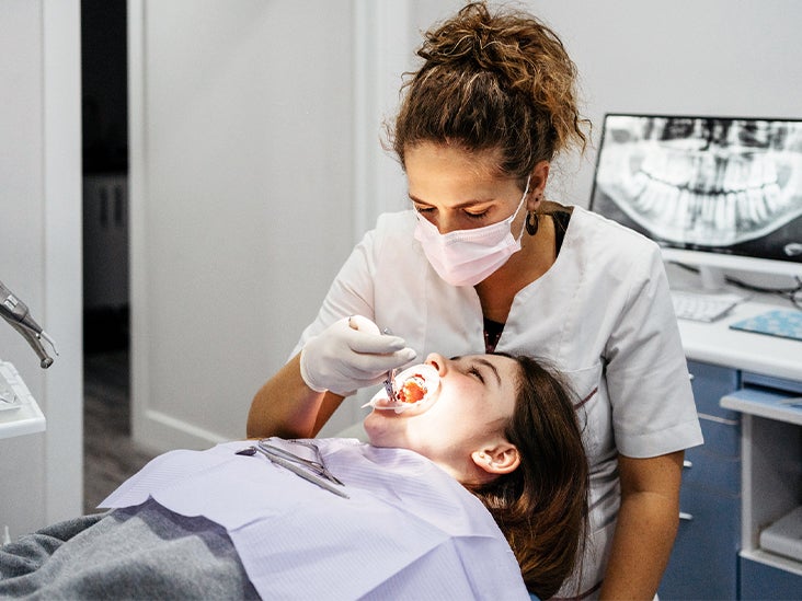 orthodontist putting on braces