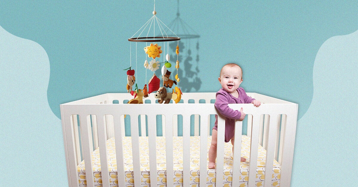 Fisher Price Little People Baby Nursery Cradle Crib Bed Sounds Music 