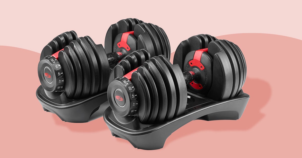 Adjustable Dumbbell Pair Weight Select 552 1090 Fitness Workout Gym Dumbbells 