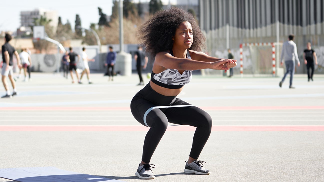 Booty or glutes workout with resistance bands. Side lying leg