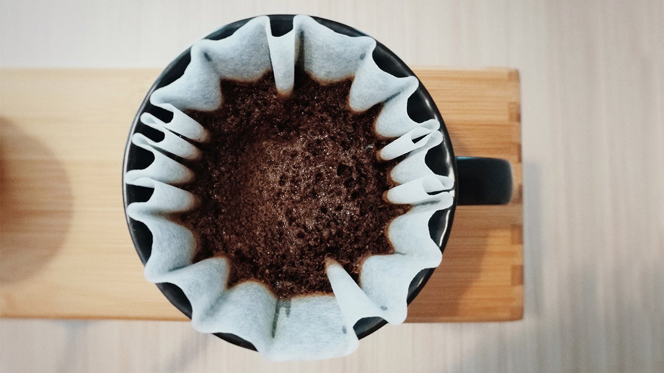 coffee grounds in a filter