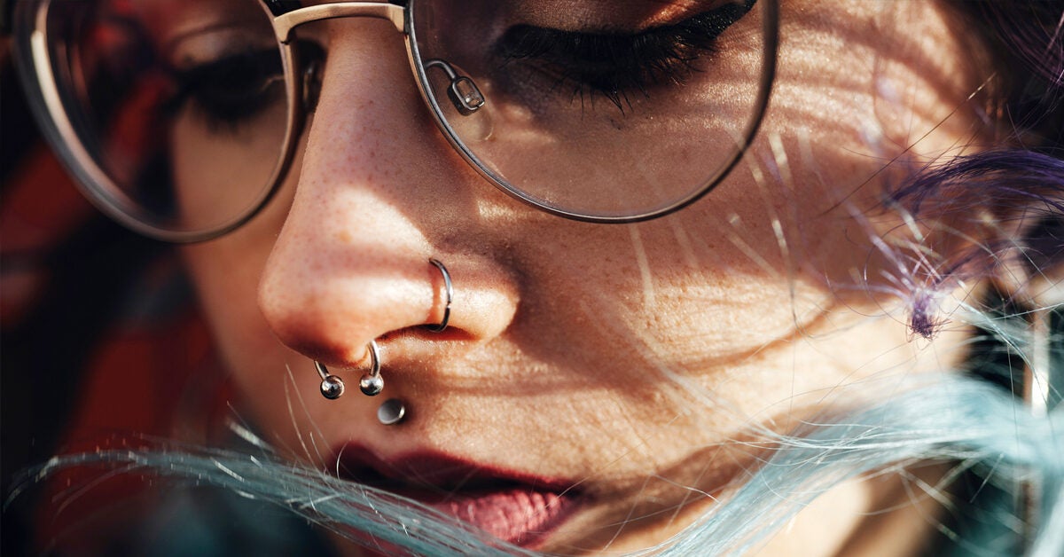 Blue hair and septum piercing - wide 4