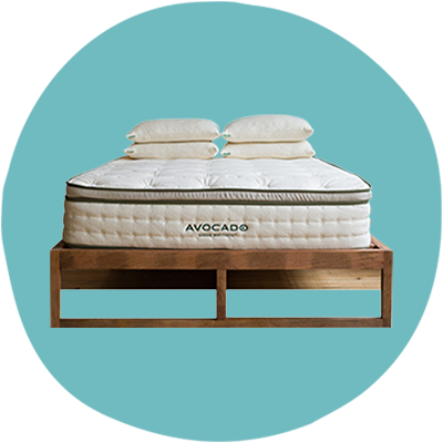 Front of Avocado Green Mattress on a bed frame