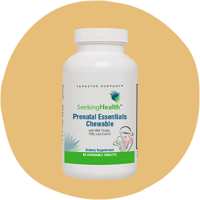 Bottle with front label of Seeking Health Optimal Prenatal Chewables