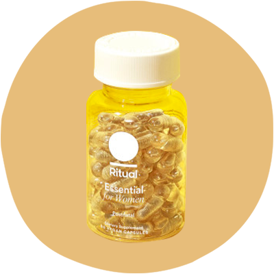 Bottle with front label of Ritual Essential Postnatal Vitamin