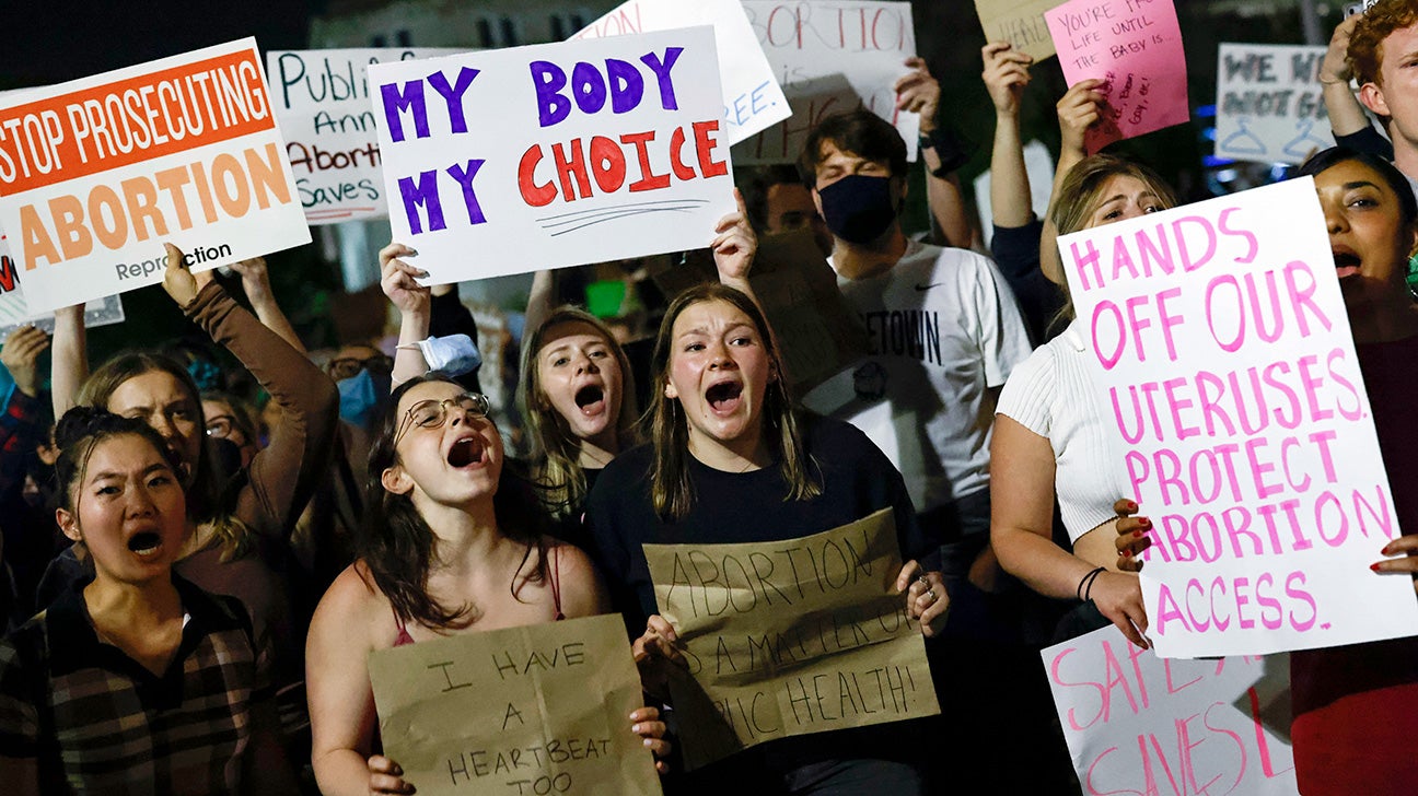 Demonstrators outside the U.S. Supreme Court in Washington, D.C.