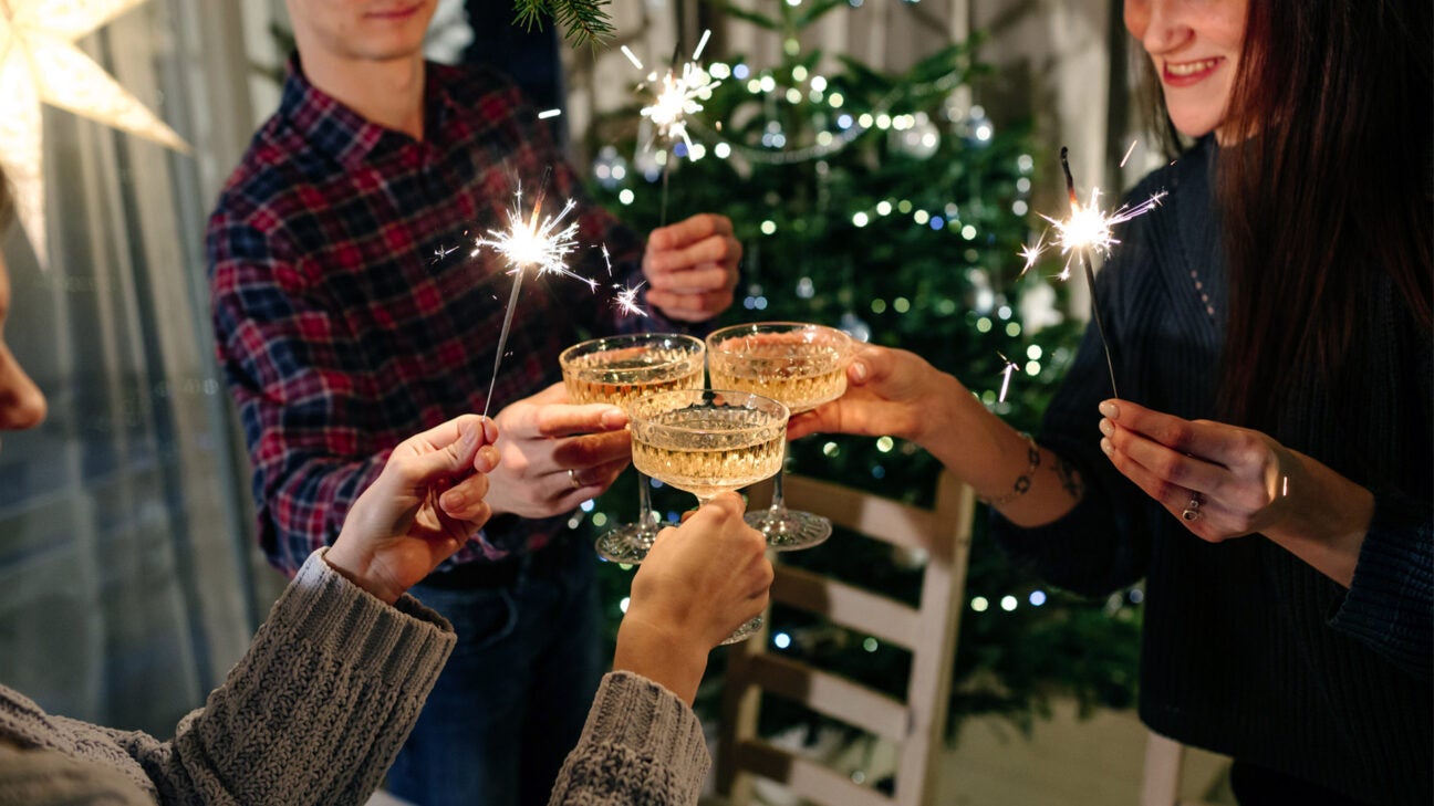 A group of people having a toast. 