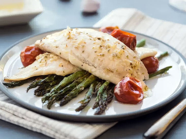 Garlic Butter Tilapia with Asparagus and Pita
