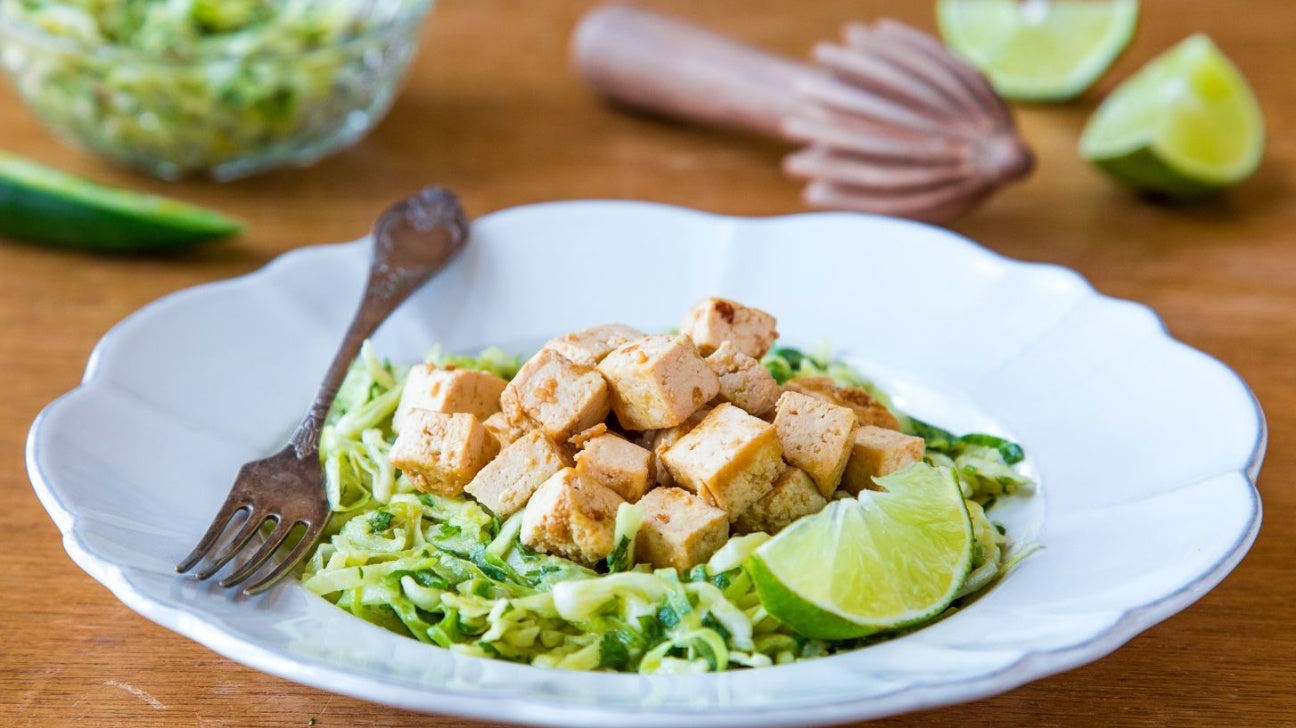 Teriyaki Tofu with Avocado Coleslaw